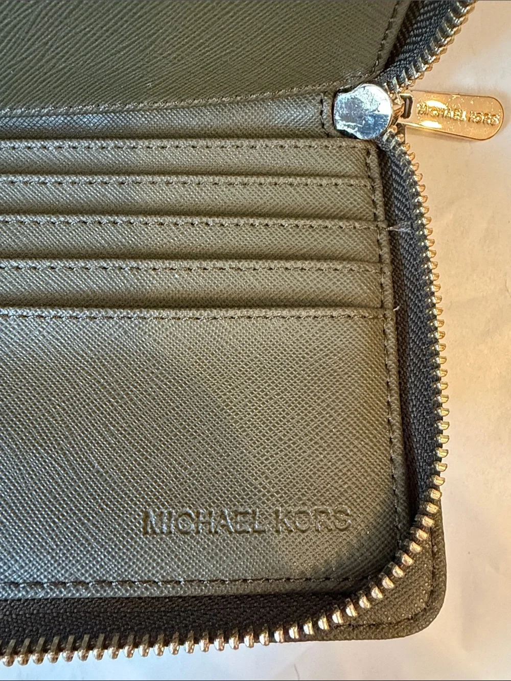 Michael Kors Olive Green Saffiano Tote with Gold Hardware